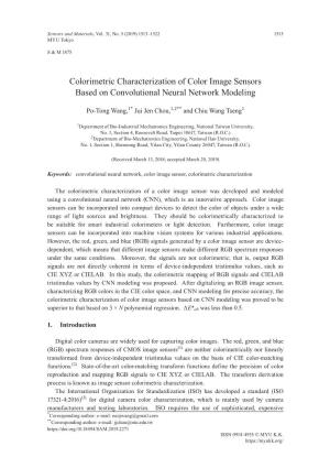 Colorimetric Characterization of Color Image Sensors Based on Convolutional Neural Network Modeling