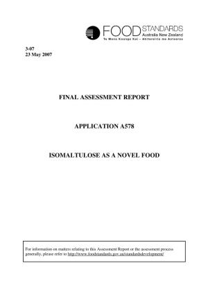 Final Assessment Report Application A578
