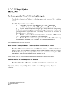 SCOPE Legal Update March, 2021