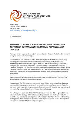 Response to a Path Forward: Developing the Western Australian Government’S Aboriginal Empowerment Strategy