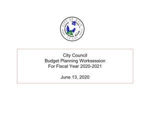 Council Budget Worksession Presentation 6-13-2020