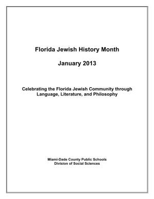 Florida Jewish History Month January 2013