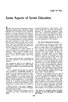 Some Aspects of Soviet Education