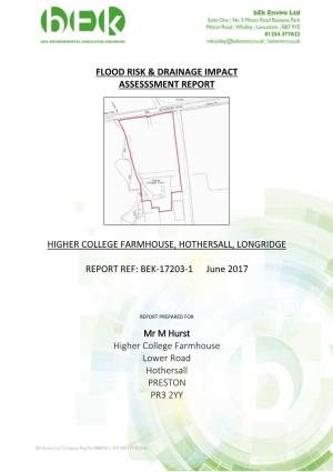 Flood Risk & Drainage Impact Assesssment Report Higher