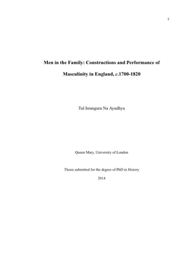 Men in the Family: Constructions and Performance Of