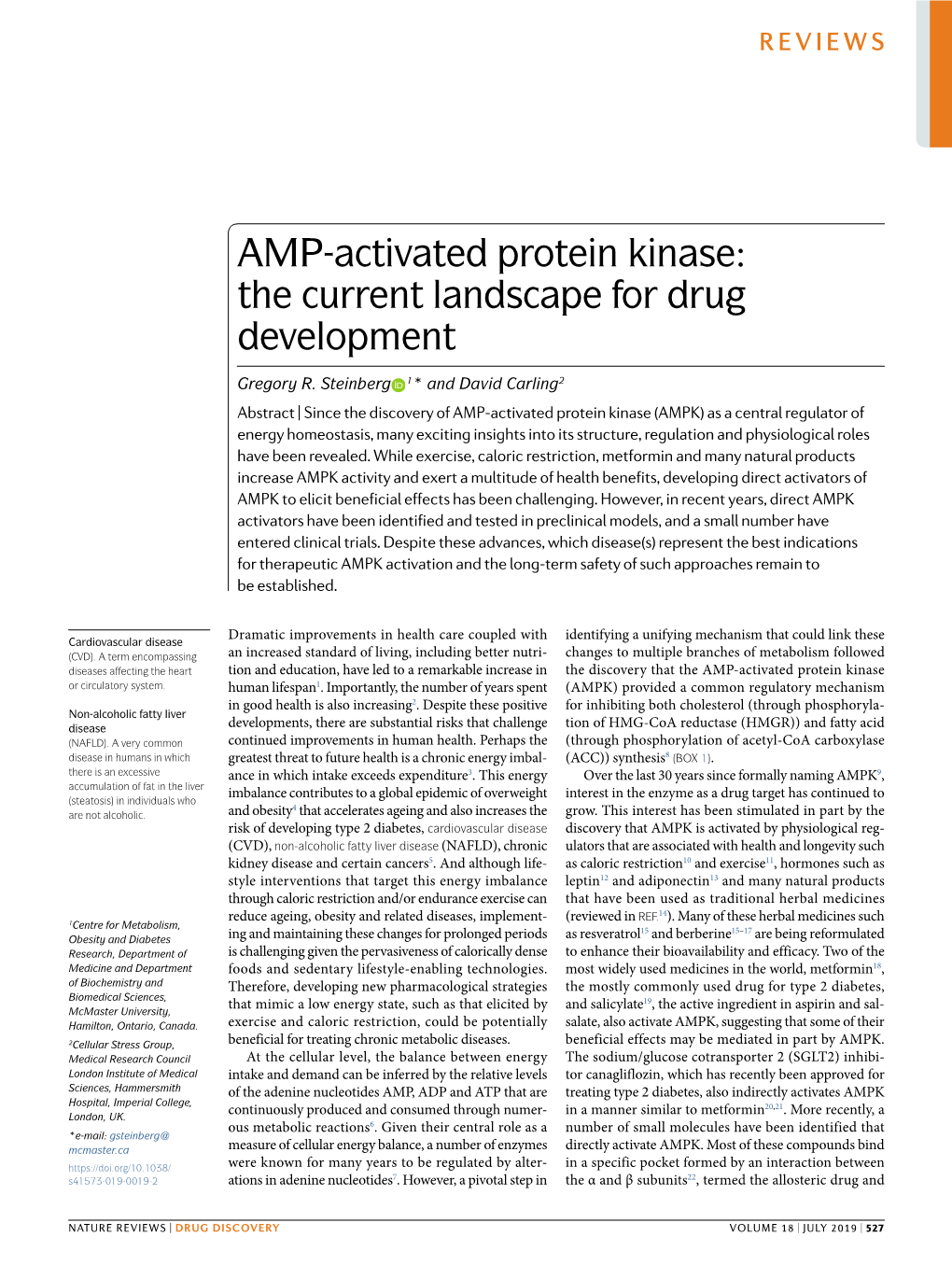 AMP-Activated Protein Kinase: the Current Landscape for Drug Development