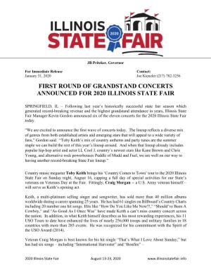 First Round of Grandstand Concerts Announced for 2020 IL State Fair