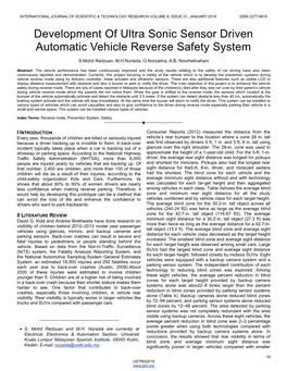 Development of Ultra Sonic Sensor Driven Automatic Vehicle Reverse Safety System
