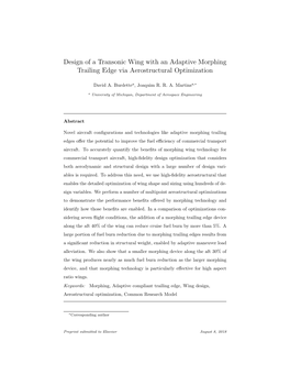 Design of a Transonic Wing with an Adaptive Morphing Trailing Edge Via Aerostructural Optimization