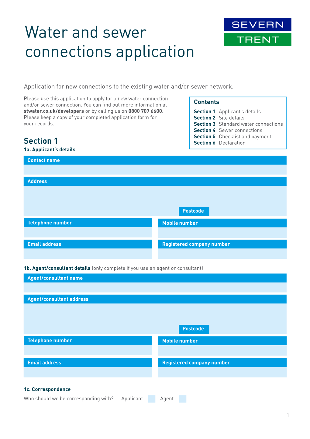 Water and Sewer Connections Application