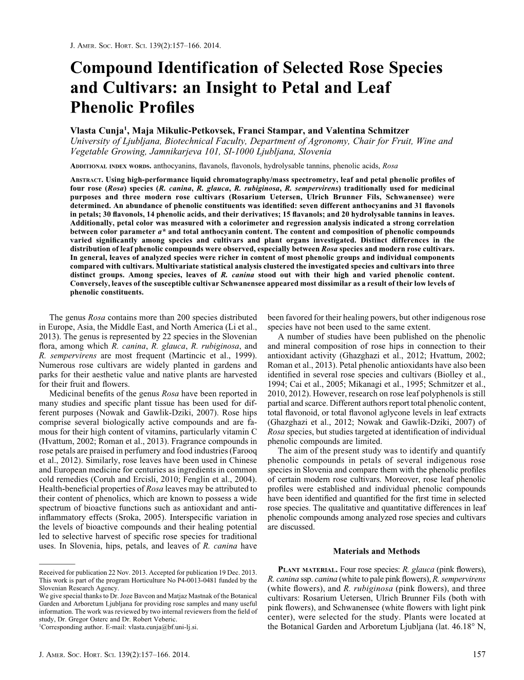 Compound Identification of Selected Rose Species and Cultivars: an Insight to Petal and Leaf Phenolic Proﬁles