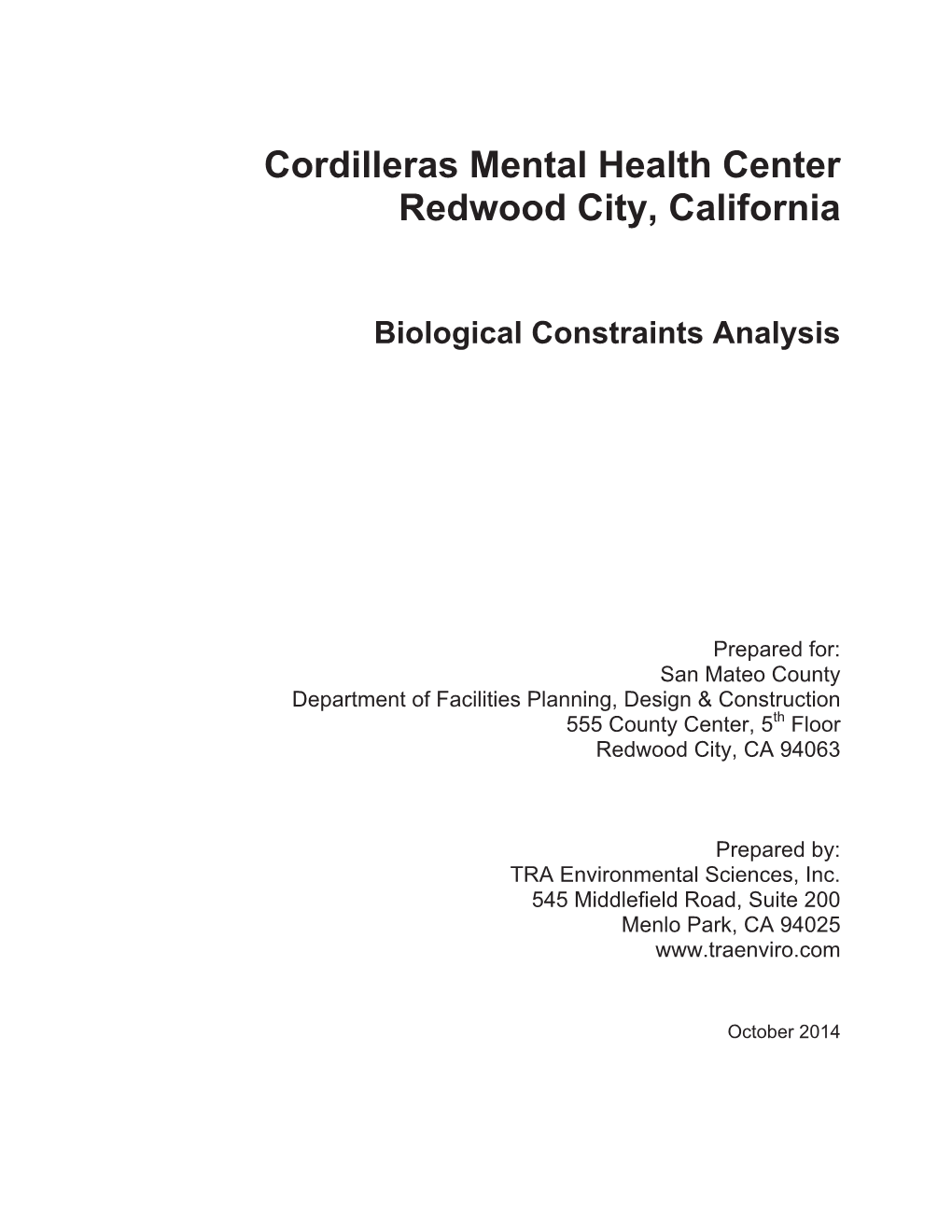 Cordilleras Mental Health Center Redwood City, California