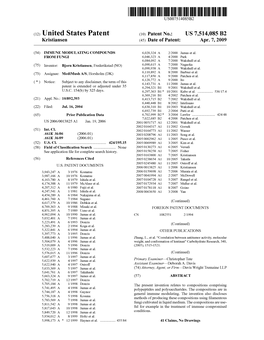 Patent No.: US 7.514,085 B2 3. 38. an Al Primary Examiner Christopher Tate