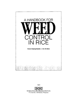 A Handbook for Weed Control in Rice