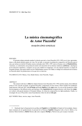 La Música Cinematográfica De Astor Piazzollal