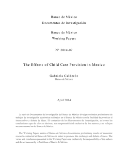 The Effects of Child Care Provision in Mexico