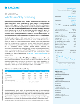 BT Group PLC: Wholesale-Only Overhang