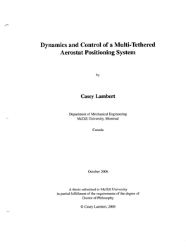 Dynamics and Control of a Multi-Tethered Aerostat Positioning System
