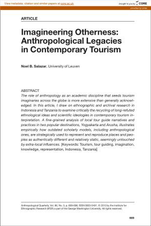 Imagineering Otherness: Anthropological Legacies in Contemporary Tourism