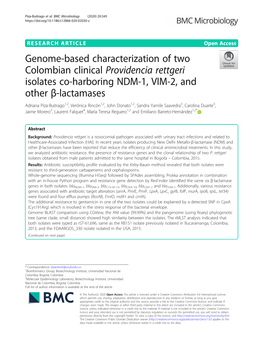 Genome-Based Characterization of Two Colombian Clinical Providencia