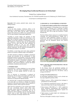 Developing Deep Geothermal Resources in Switzerland