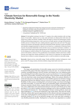 Climate Services for Renewable Energy in the Nordic Electricity Market