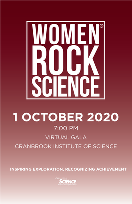 1 October 2020 7:00 Pm Virtual Gala Cranbrook Institute of Science