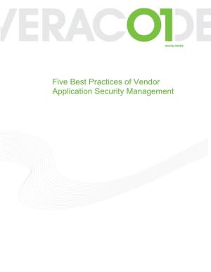 Five Best Practices of Vendor Application Security Management
