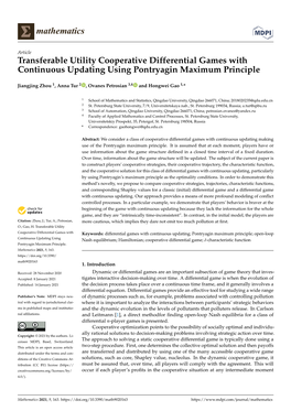 Transferable Utility Cooperative Differential Games with Continuous Updating Using Pontryagin Maximum Principle