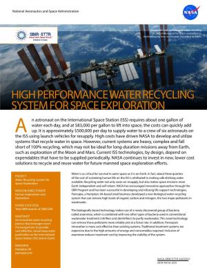 High Performance Water Recycling System for Space Exploration