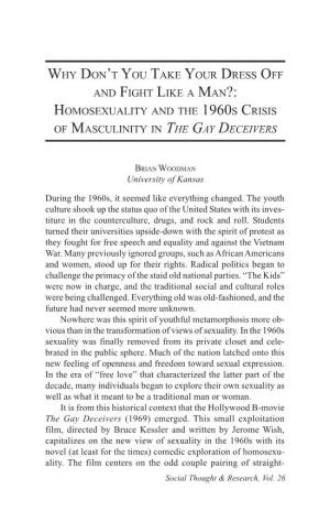 Homosexuality and the 1960S Crisis of Masculinity in the Gay Deceivers