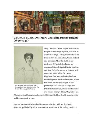 GEORGE EGERTON [Mary Chavelita Dunne Bright] (1859-1945)