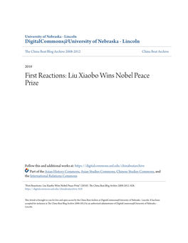 Liu Xiaobo Wins Nobel Peace Prize