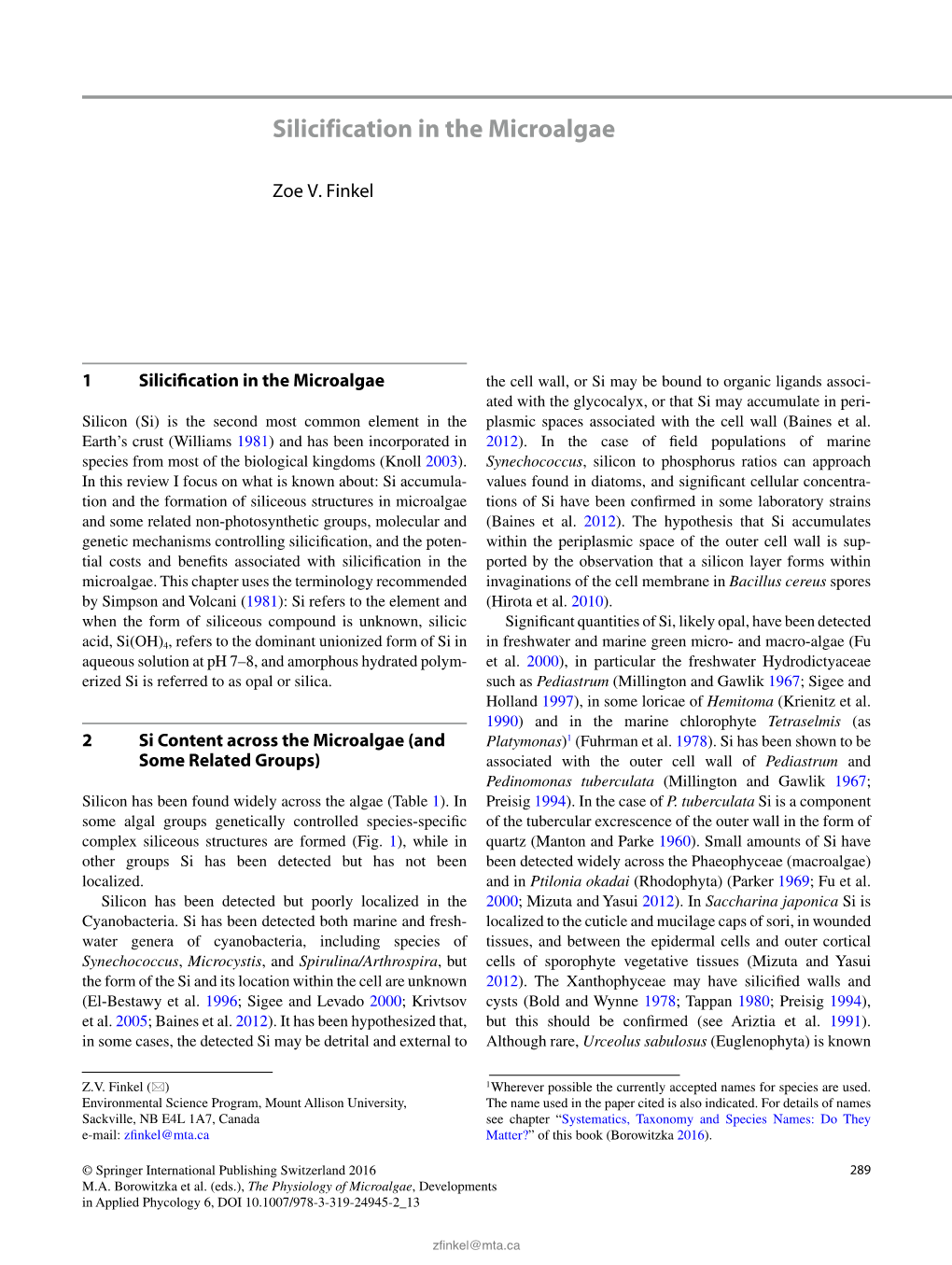 Silicification in the Microalgae