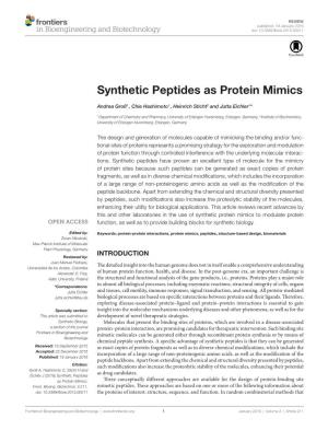 Synthetic Peptides As Protein Mimics
