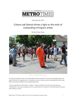 Culture Lab Detroit Shines a Light on the Work of Outstanding Immigrant Artists