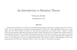 An Introduction to Rotation Theory