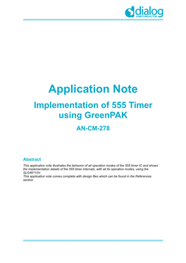 Implementation of 555 Timer Using Greenpak AN-CM-278