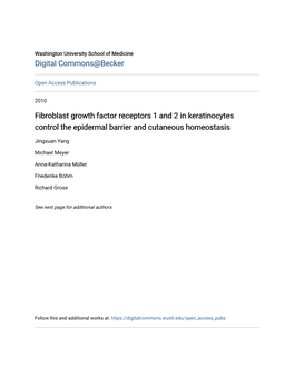 Fibroblast Growth Factor Receptors 1 and 2 in Keratinocytes Control the Epidermal Barrier and Cutaneous Homeostasis