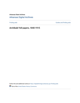 Archibald Yell Papers, 1840-1915