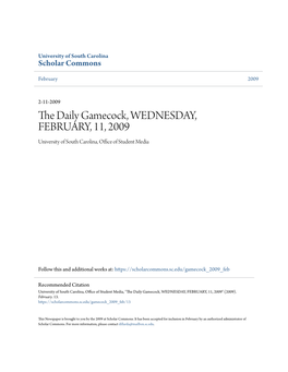 The Daily Gamecock, WEDNESDAY, FEBRUARY, 11, 2009