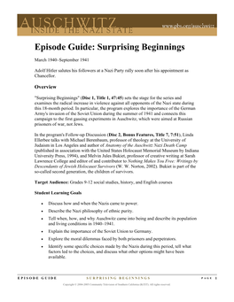 Episode Guide: Surprising Beginnings