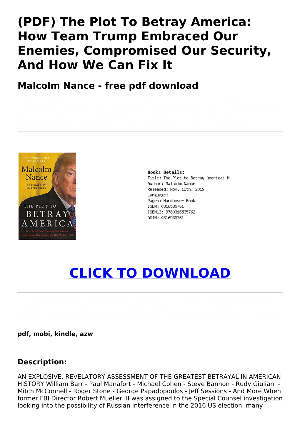 <C37a310> (PDF) the Plot to Betray America: How Team Trump Embraced Our Enemies, Compromised Our Security, and How We