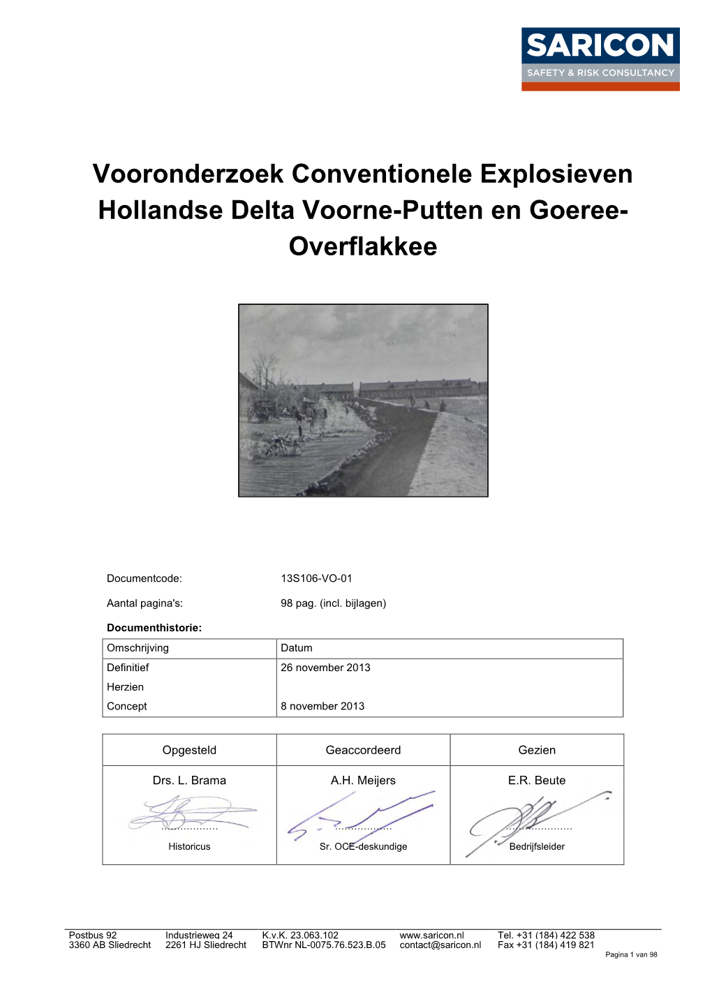 Vooronderzoek Conventionele Explosieven Hollandse Delta Voorne-Putten En Goeree- Overflakkee