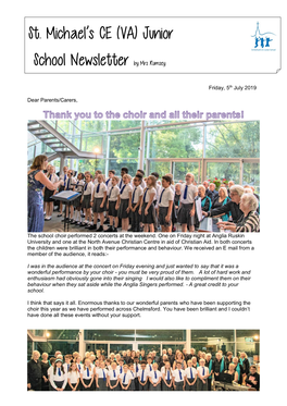 St. Michael's CE (VA) Junior School Newsletter by Mrs Rumsey