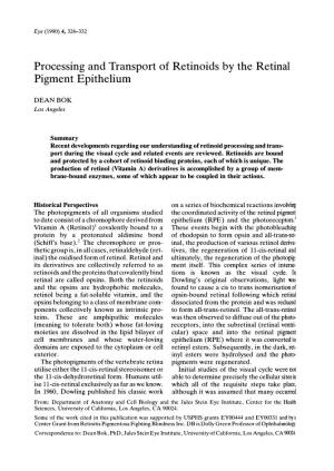 Processing and Transport of Retinoids by the Retinal Pigment Epithelium