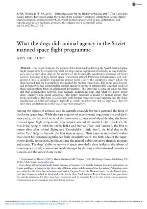 What the Dogs Did: Animal Agency in the Soviet Manned Space Flight