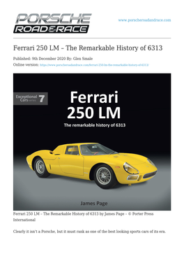 Ferrari 250 LM – the Remarkable History of 6313