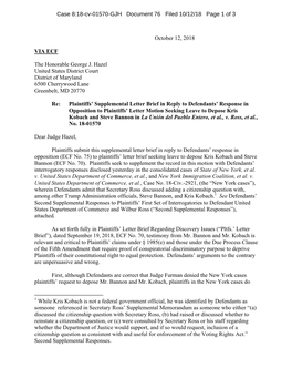 Plaintiffs' Letter Brief in Reply to Defendants' Response in Opposition to Letter Motion Re