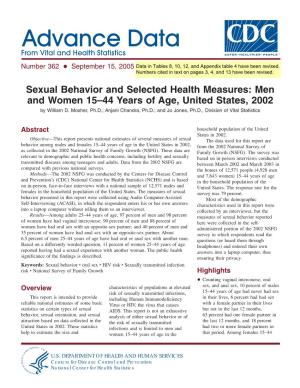Men and Women 15–44 Years of Age, United States, 2002 by William D